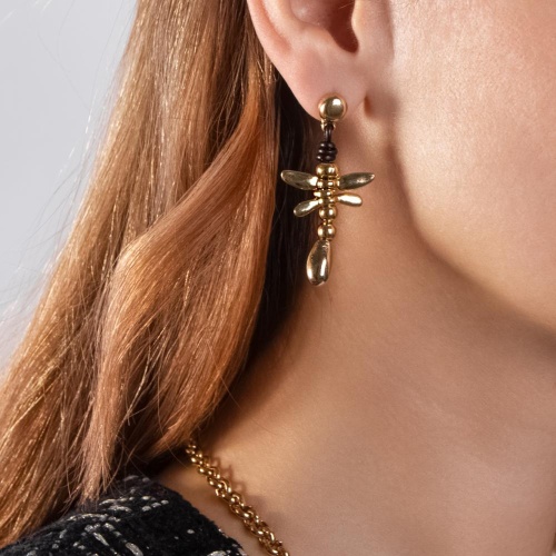 Серьги Tucco, Freedom, со стрекозой, кожа, TC26.1-TMPE84 золотистый фото 2