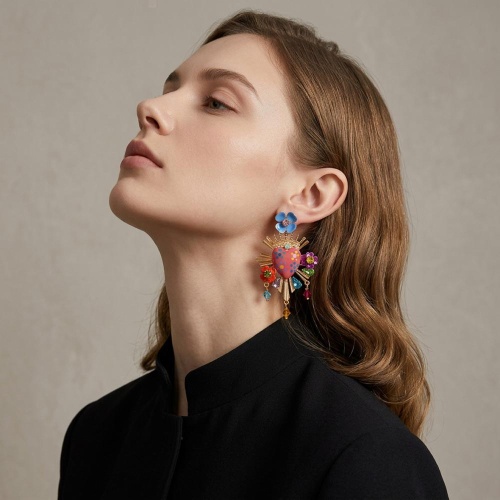 Серьги Celeste G, кристаллы Swarovski, эмаль, стекл.бусины, CS26.1-281 голубой фото 2