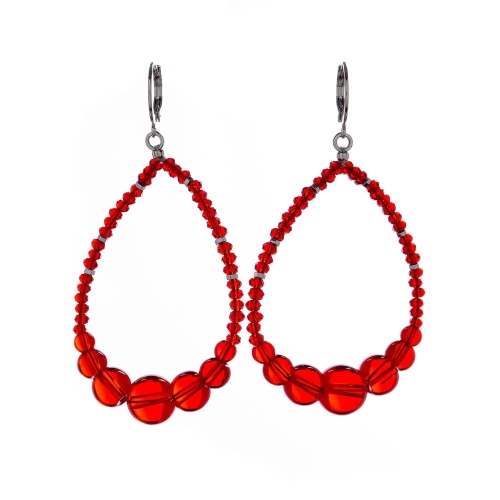 Серьги Lanzerotti, Crespino, с кристаллами и стеклянными бусинами, LZ-23.05-183 красный