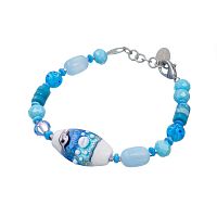 Браслет Lanzerotti, Marino, аквамарин, селенит, кошачий глаз, мурано, LZ-25.06-181 голубой
