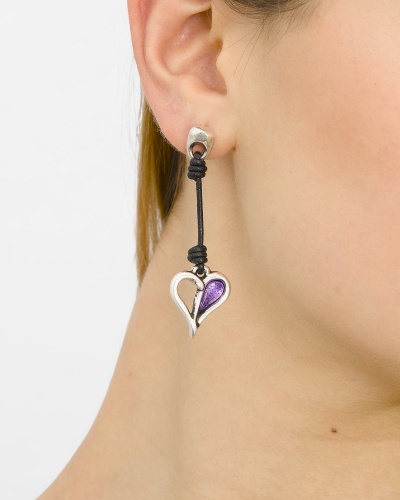 Серьги Tra-la-ra, Pasion, с сердцем и кожей, TLR24-241P108 черный фото 2
