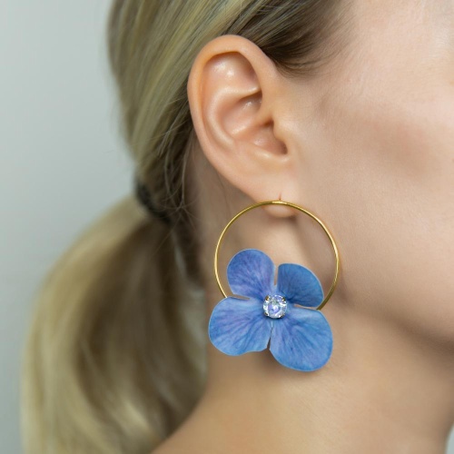 Серьги Catherine Bijoux, Primrose and crystals, с цветком и кристаллами, CB26.1-5627FG голубой фото 2