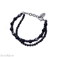 Браслет Lanzerotti, Coniglio, двойной, с ониксом и кристаллами, LZ-22.11-433 черный