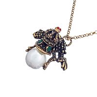 Колье Alcozer&J, лягушка с изумрудом, гранатом, бусиной, AL2308-C3933C