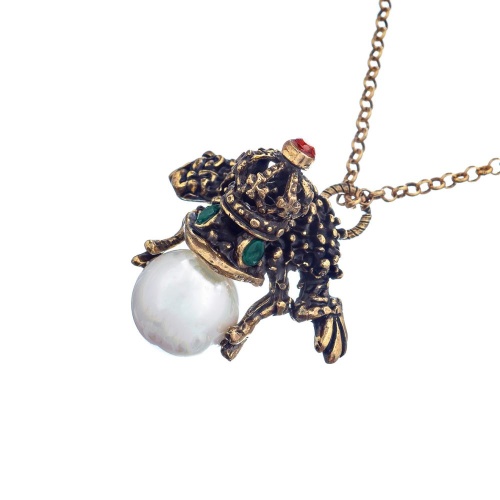 Колье Alcozer&J, лягушка с изумрудом, гранатом, бусиной, AL2308-C3933C фото 5