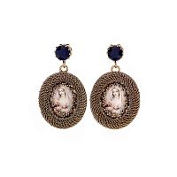 Серьги Celeste G, винтажные, с портретом и Swarovski, CS26.1-1963 золотистый