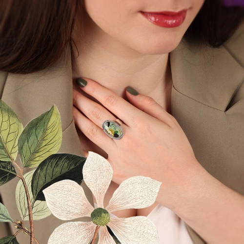 Кольцо TARATATA, Living room, разъемное, с цветной смолой и блестками, TT-H24-05416-10T бирюзовый фото 4