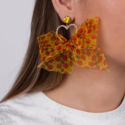 Серьги Moon Paris, Ringo Queen, асимметричные, бант, кристаллы, MRQ-24.05-006 желтый фото 3