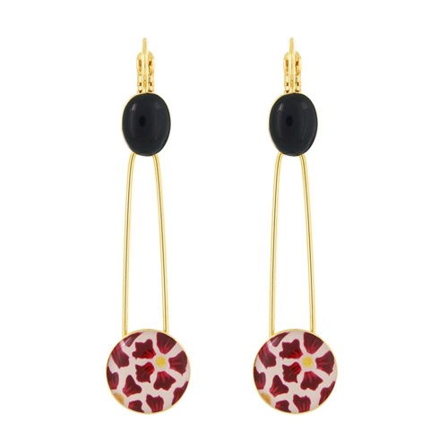 Серьги TARATATA, Magnolia, цветная смола, рисунок, золотая краска, TT-H25-08770-203 красный