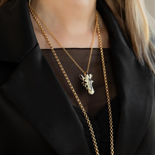 Колье Polina Firenze, жираф с эмалью, PF26.1-PE2537 бежевый фото 4