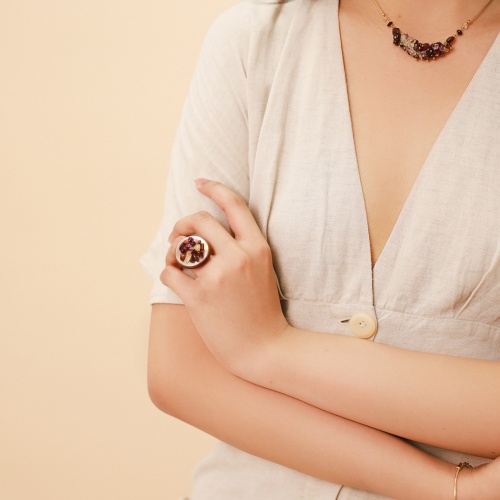 Кольцо Nature Bijoux, Grenadine, аметист, гранат, цитрин,нефрит,перламутр, NB23.1-19-24695 бордовый фото 3