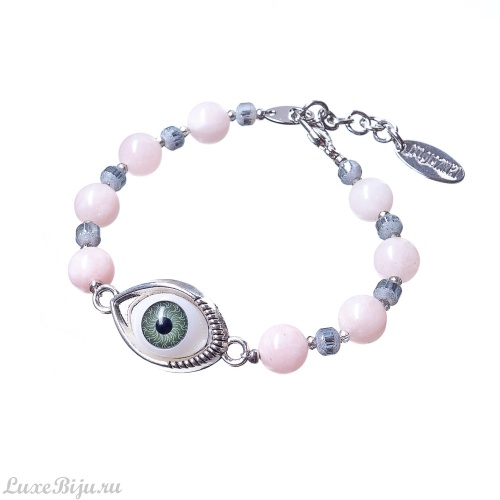 Браслет Lanzerotti, Epifania, жад розовый, кристаллы и вставка-глаз, LZ-22.08-286 розовый