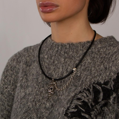 Колье Tra-la-ra, Tatoo, с подвеской-черепами и кристаллами, TLR24-522P204 черный фото 5