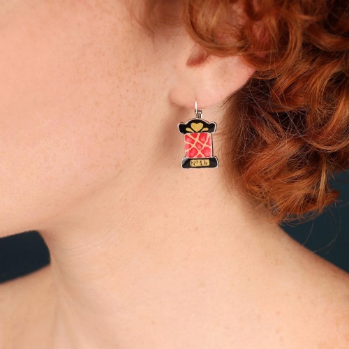 Серьги TARATATA, Ruban, с цветной смолой и золотистый краской, TT-W25-10797-103 красный фото 2