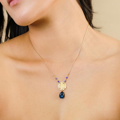 Колье Franck Herval, Charlie, с кристаллом Swarovski и лазуритом, FH26.2-15-64703 синий фото 3