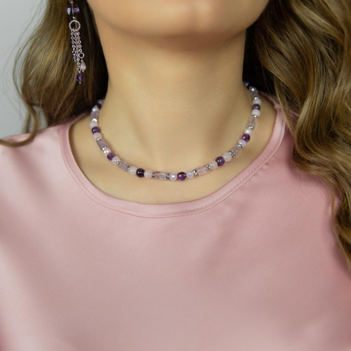 Колье Lanzerotti, Iris, с аметистом, кунцитом и кристаллами, LZ-26.03-068 фиолетовый фото 3