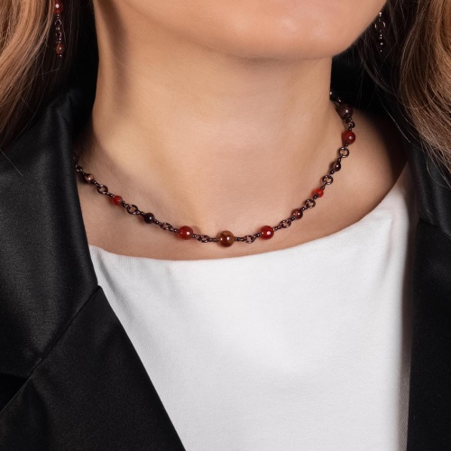 Колье Lanzerotti, Caramello, гранат, тигровый глаз, сердолик, гематит, LZ-24.11-498 коричневый фото 3