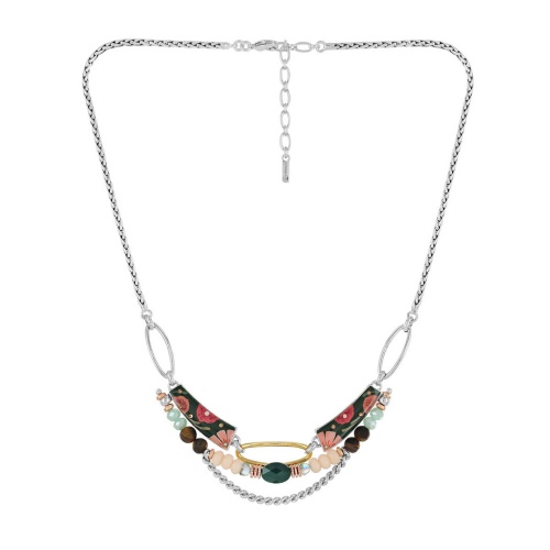 Колье TARATATA, Hotel particulier, смола, стразы, микробусины, бронзит, TT-H23-06106-10M серебристый фото 5