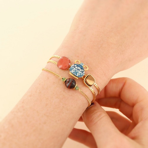 Браслет TARATATA, Antique, смола, тигровый глаз, гематит, циозит, TT-H25-07311-20M золотистый фото 2