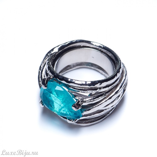 Кольцо Estrosia, сереб., с кристаллом Параиба, ES-ANG10-1A бирюзовый, 17