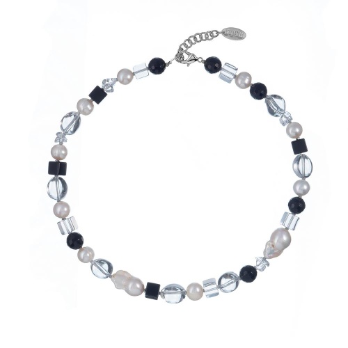 Колье Lanzerotti, Pianoforte, жемчуг, оникс, хрусталь, гематит, LZ-25.12-379 черный