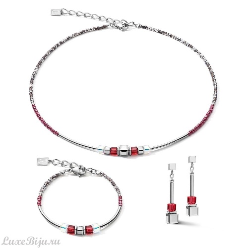 Серьги Coeur de Lion Frontline Silver-Red 5042/21-0300 фото 3