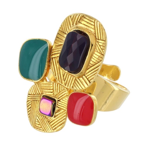 Кольцо TARATATA, Joyeuse, разъемное,со смолой,стеклянными бусинами, TT-H24-11421-20M золотистый фото 2