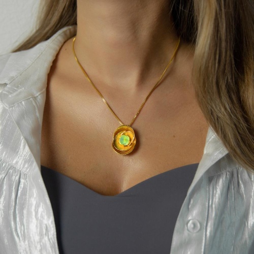 Колье Catherine Bijoux, Abstract shell, с кристаллом, CB25.1-5381AG мятный фото 2