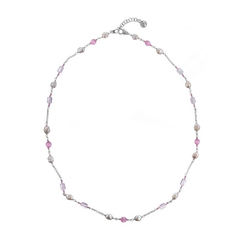 Колье Lanzerotti, Monroe, розовый кварц, жемчуг, кошачий глаз, LZ-23.07-233 розовый фото 2