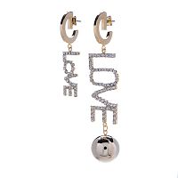 Серьги Moon Paris, Bohemia, асимметричные, Love с кристаллами, MB-21.07-040 золотистый