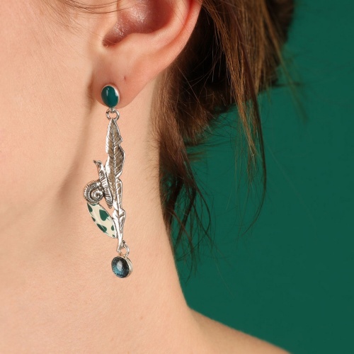 Серьги TARATATA, Green, с цветной смолой и порошком слюды, TT-E24-09975-104 зеленый фото 3