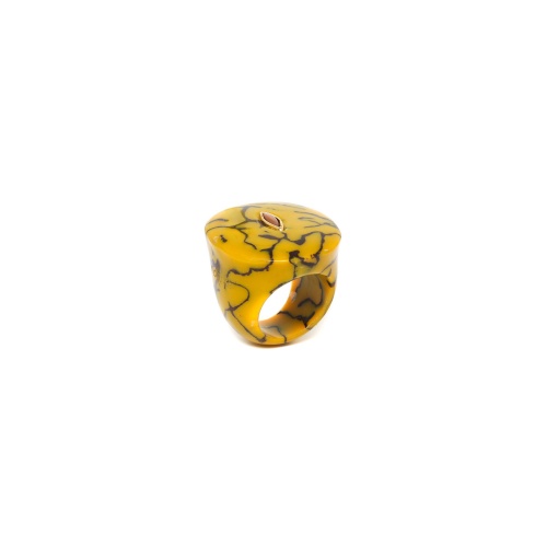 Кольцо Nature Bijoux, Gaia, термитник в смоле, галиотис, NB23.1-19-24812 желтый, 18 фото 2