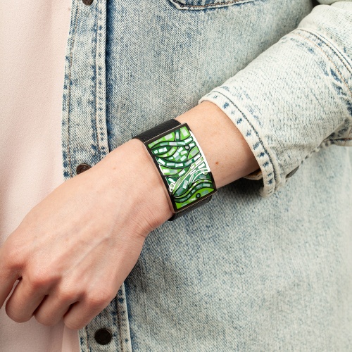 Браслет Fiore Luna на кожаном черном ремешке, CB00230-14 G/S фото 2