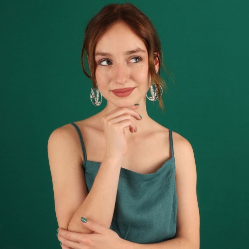 Серьги TARATATA, Green, с цветной смолой и порошком слюды, TT-E24-09781-104 зеленый фото 3