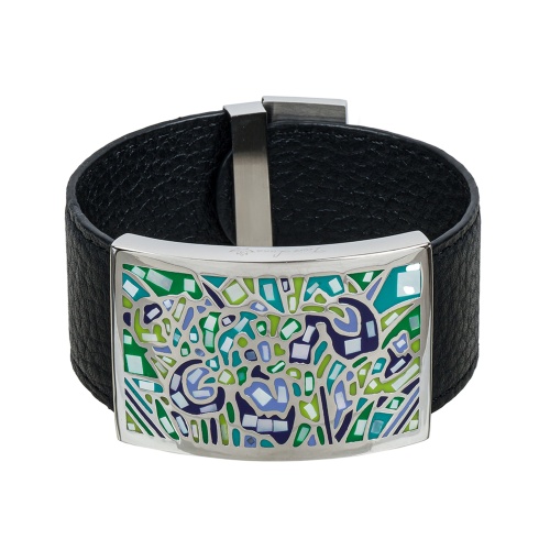 Браслет Fiore Luna на кожаном черном ремешке, CB01367-2 G фото 3