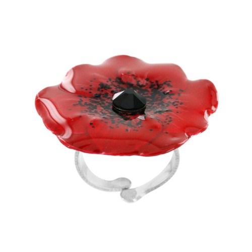Кольцо TARATATA, Joli coquelicot, разъемное, с цветной смолой и кристаллом, TT-T23-06413-103 красный фото 5