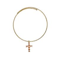 Колье Moon Paris, Ringo Queen, гривна с крестом и кристаллами, MRQ-26.01-001 золотистый