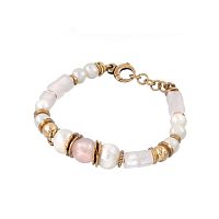 Браслет Alcozer&J, с жемчугом и розовым кварцем, AL-B48BL24-R белый
