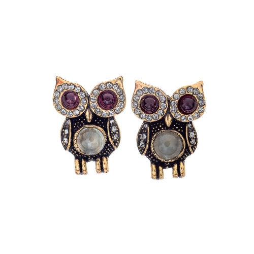 Серьги Alcozer&J, сова, аквамарин, гранат, Swarovski, AL2502-O138BM24 золотистый