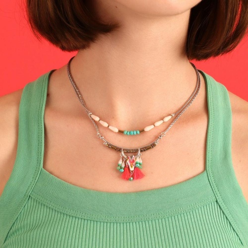 Колье TARATATA, Tequila, с цветной смолой, бусинами и помпоном, TT-E24-02102-101 белый фото 7