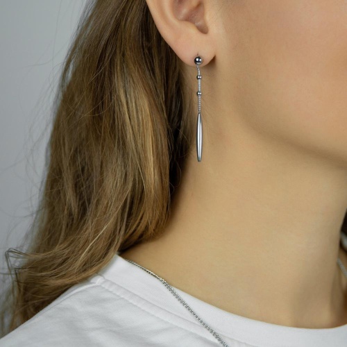 Серьги Moon Paris, Steel, с подвеской-каплей, MS-26.01-012 серебристый фото 2