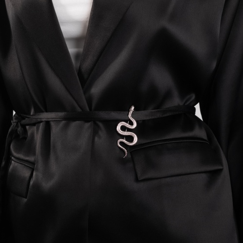 Брошь Moon Paris, змея с кристаллами, Mo-Y24.11-079 серебристый фото 3