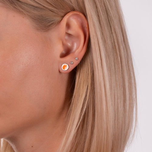 Пусеты Tra-la-ra, Fluor, со вставкой из смолы, TLR23-235P103 оранжевый фото 4