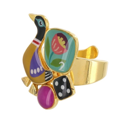 Кольцо TARATATA, Jeu De L`oie, разъемное, с цветной смолой, TT-H24-01403-20M золотистый фото 2