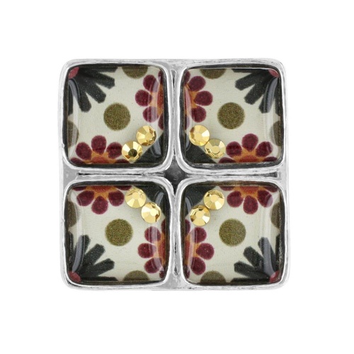 Кольцо TARATATA, Ceramik, разъемное, с цветной смолой и стразами, TT-W23-06429-10M серебристый