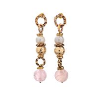 Серьги Alcozer&J, с жемчугом и розовым кварцем, AL-O48OP25-R белый