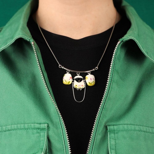 Колье TARATATA, Hop, с цветной смолой и стразами, TT-T25-05106-101 белый фото 3