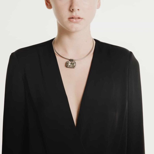 Колье Katerina Vassou, Agram, гривна, с кристаллом, KV24.2-401496BSHADE серый фото 2