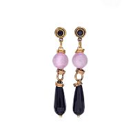 Серьги Alcozer&J, с сапфиром, ониксом и кунцитом, AL-O38ET25-R розовый