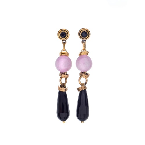 Серьги Alcozer&J, с сапфиром, ониксом и кунцитом, AL-O38ET25-R розовый